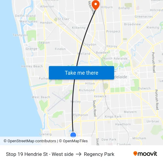 Stop 19 Hendrie St - West side to Regency Park map