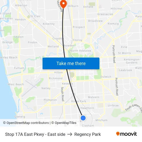 Stop 17A East Pkwy - East side to Regency Park map
