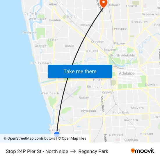 Stop 24P Pier St - North side to Regency Park map