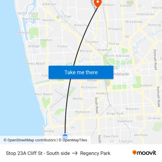 Stop 23A Cliff St - South side to Regency Park map