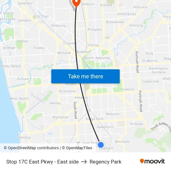 Stop 17C East Pkwy - East side to Regency Park map