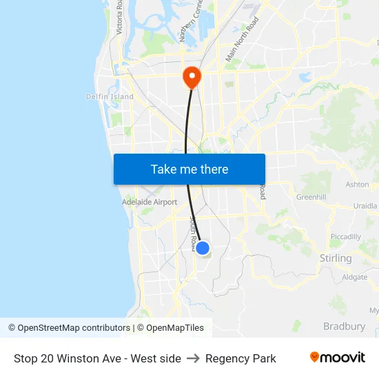 Stop 20 Winston Ave - West side to Regency Park map