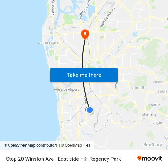 Stop 20 Winston Ave - East side to Regency Park map