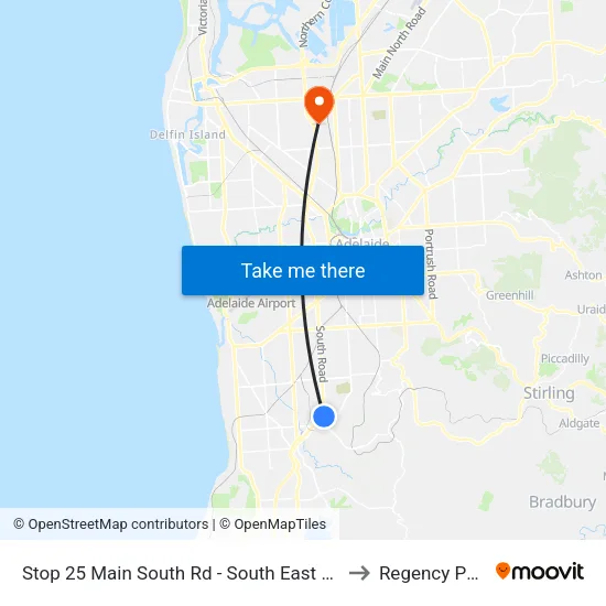 Stop 25 Main South Rd - South East side to Regency Park map