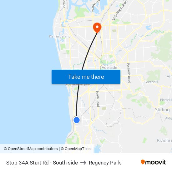 Stop 34A Sturt Rd - South side to Regency Park map