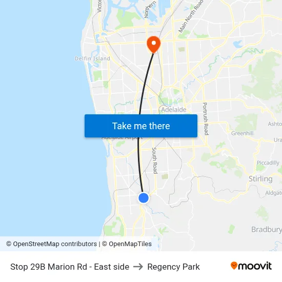 Stop 29B Marion Rd - East side to Regency Park map