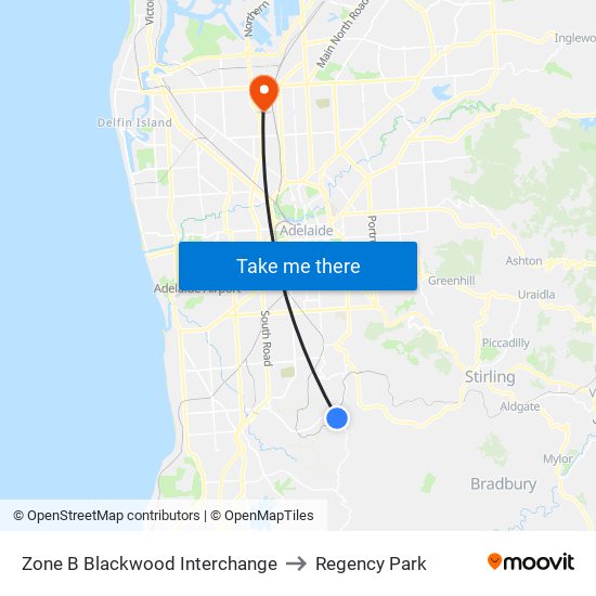 Zone B Blackwood Interchange to Regency Park map