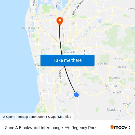 Zone A Blackwood Interchange to Regency Park map