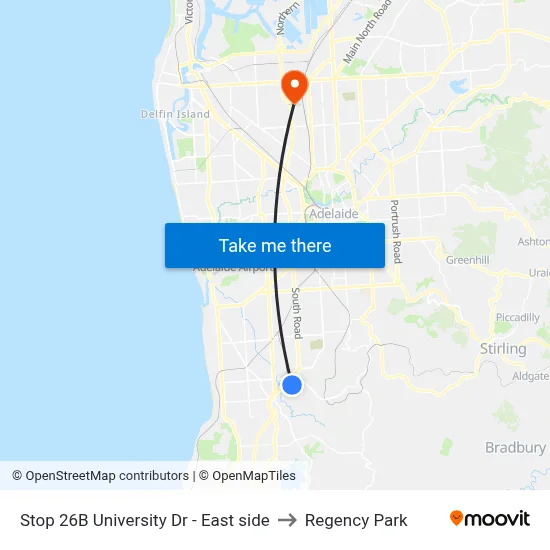 Stop 26B University Dr - East side to Regency Park map