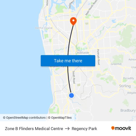 Zone B Flinders Medical Centre to Regency Park map