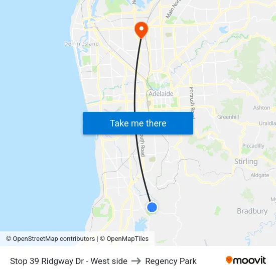 Stop 39 Ridgway Dr - West side to Regency Park map