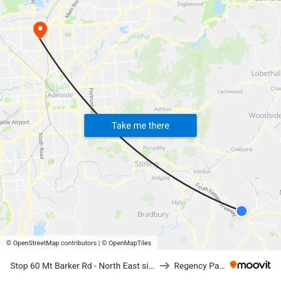 Stop 60 Mt Barker Rd - North East side to Regency Park map