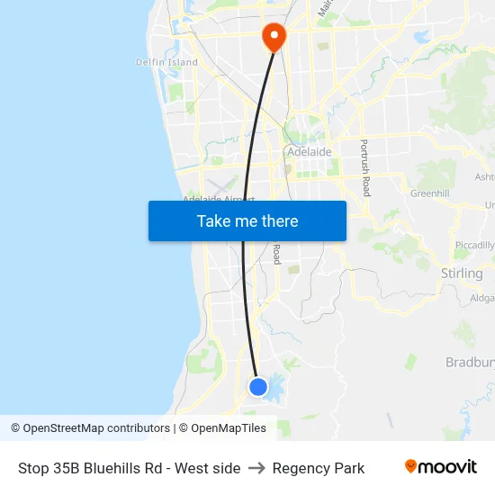 Stop 35B Bluehills Rd - West side to Regency Park map