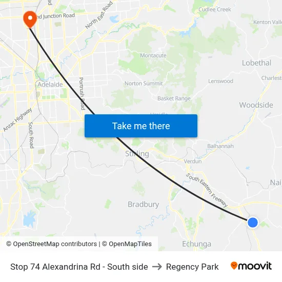 Stop 74 Alexandrina Rd - South side to Regency Park map
