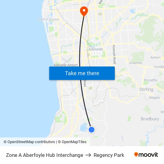 Zone A Aberfoyle Hub Interchange to Regency Park map