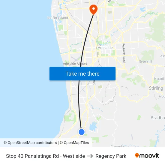 Stop 40 Panalatinga Rd - West side to Regency Park map