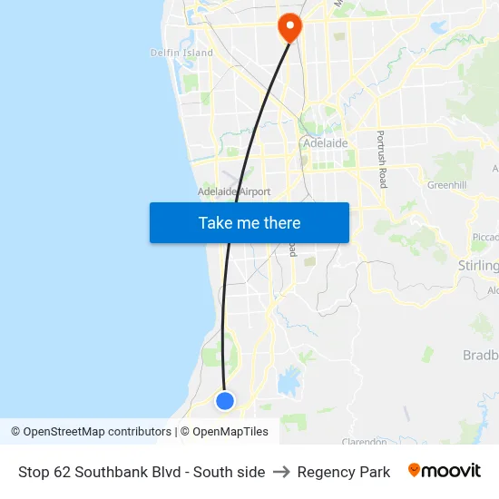 Stop 62 Southbank Blvd - South side to Regency Park map