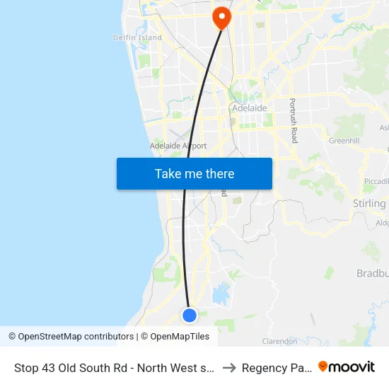 Stop 43 Old South Rd - North West side to Regency Park map