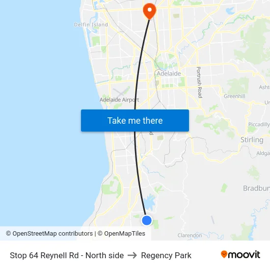 Stop 64 Reynell Rd - North side to Regency Park map