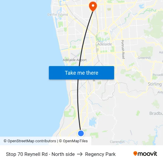 Stop 70 Reynell Rd - North side to Regency Park map