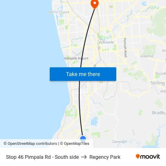 Stop 46 Pimpala Rd - South side to Regency Park map