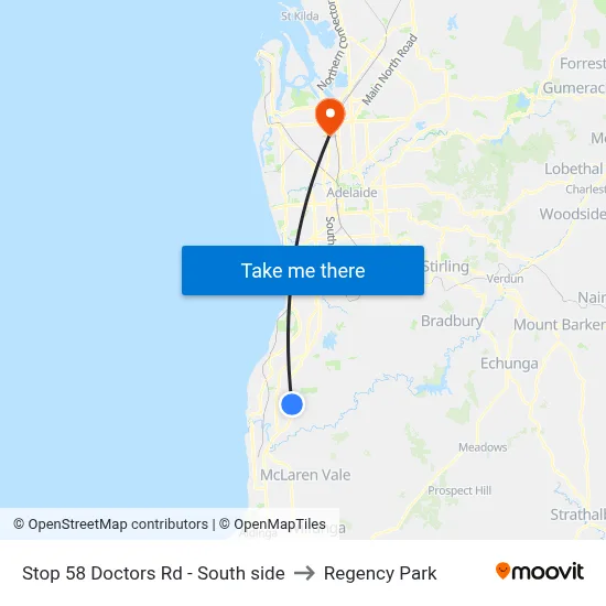 Stop 58 Doctors Rd - South side to Regency Park map