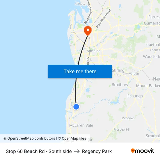 Stop 60 Beach Rd - South side to Regency Park map