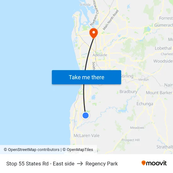 Stop 55 States Rd - East side to Regency Park map