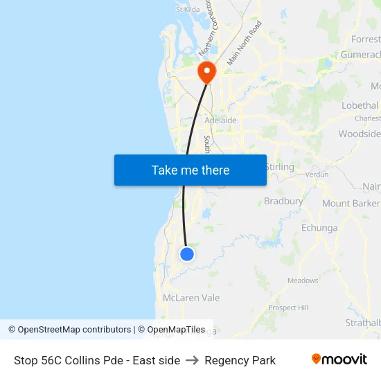 Stop 56C Collins Pde - East side to Regency Park map