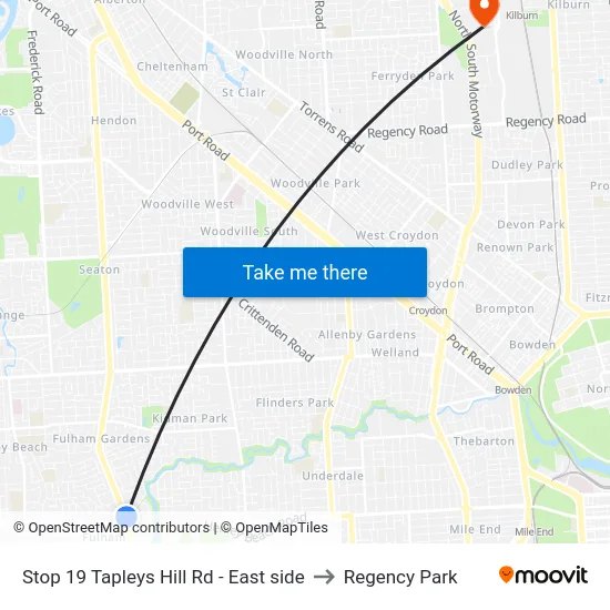Stop 19 Tapleys Hill Rd - East side to Regency Park map