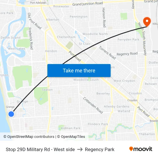 Stop 29D Military Rd - West side to Regency Park map
