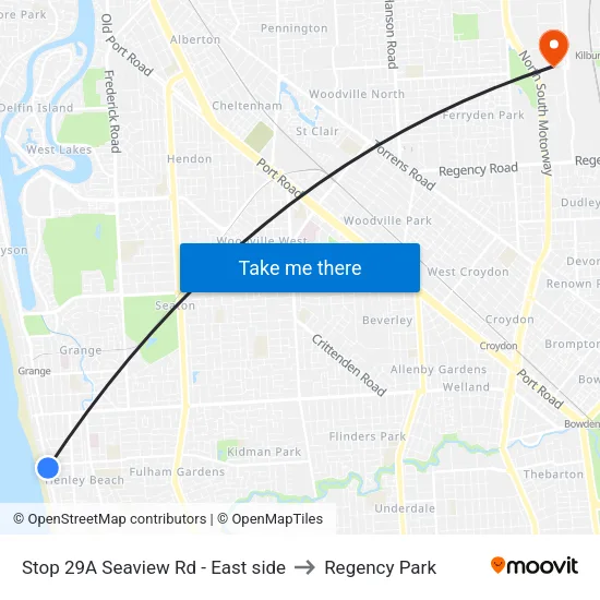 Stop 29A Seaview Rd - East side to Regency Park map