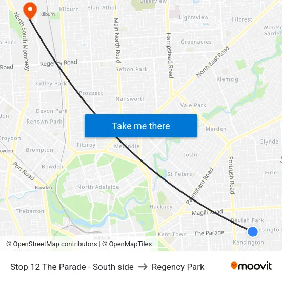 Stop 12 The Parade - South side to Regency Park map