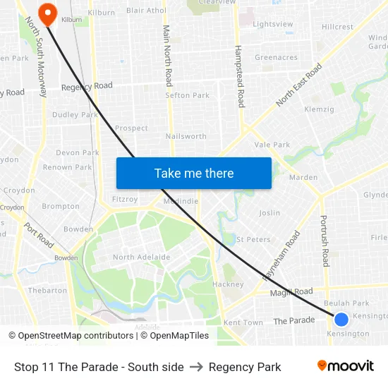 Stop 11 The Parade - South side to Regency Park map