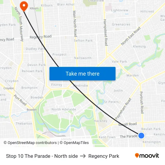 Stop 10 The Parade - North side to Regency Park map
