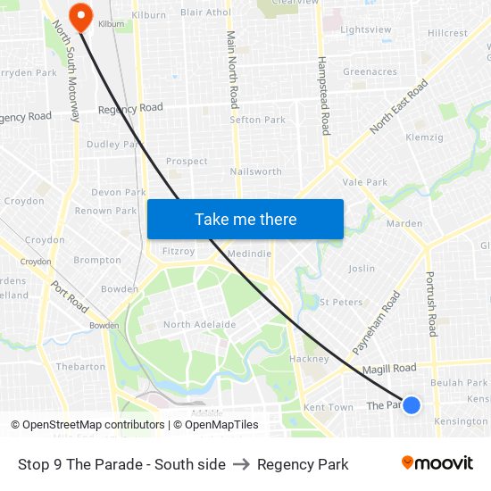 Stop 9 The Parade - South side to Regency Park map