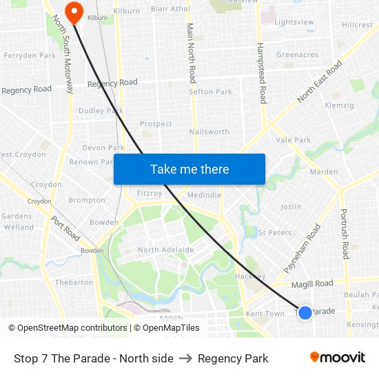 Stop 7 The Parade - North side to Regency Park map