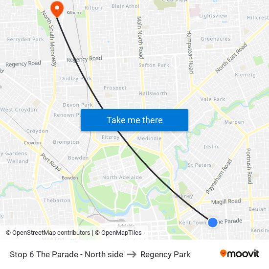 Stop 6 The Parade - North side to Regency Park map