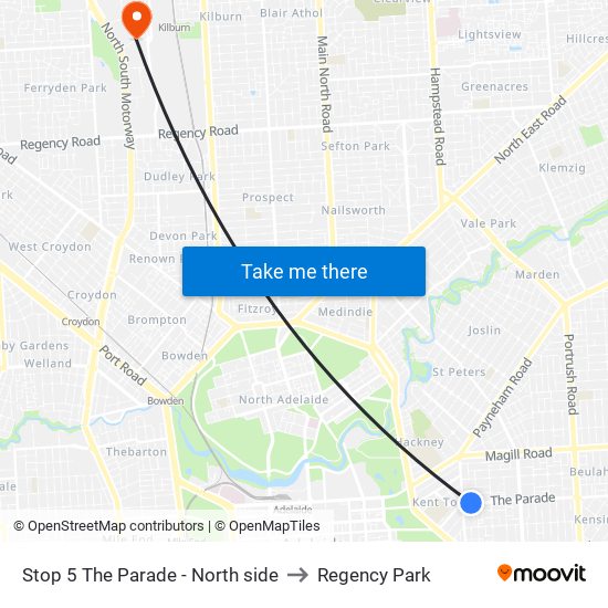 Stop 5 The Parade - North side to Regency Park map