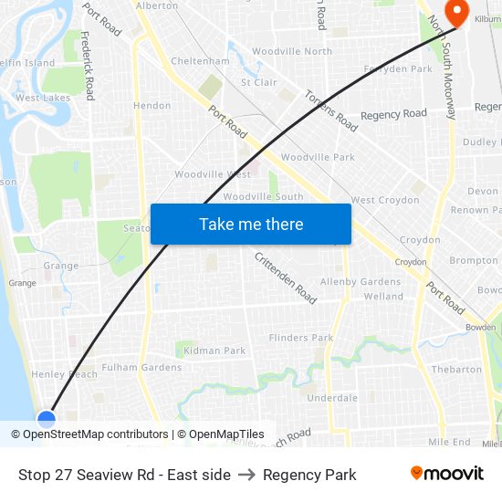 Stop 27 Seaview Rd - East side to Regency Park map