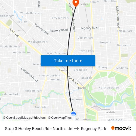 Stop 3 Henley Beach Rd - North side to Regency Park map