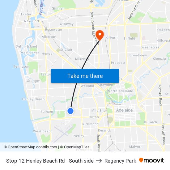 Stop 12 Henley Beach Rd - South side to Regency Park map