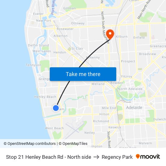 Stop 21 Henley Beach Rd - North side to Regency Park map
