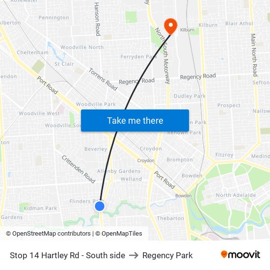 Stop 14 Hartley Rd - South side to Regency Park map