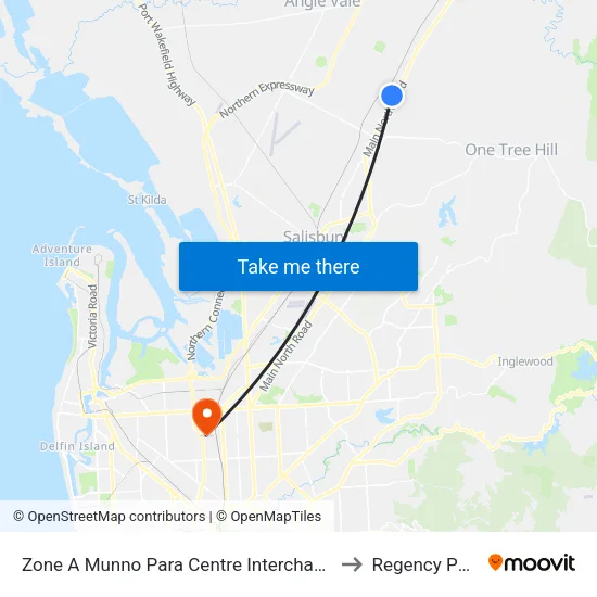 Zone A Munno Para Centre Interchange to Regency Park map