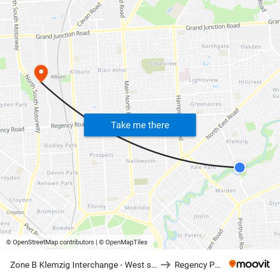 Zone B Klemzig Interchange - West side to Regency Park map