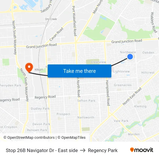 Stop 26B Navigator Dr - East side to Regency Park map
