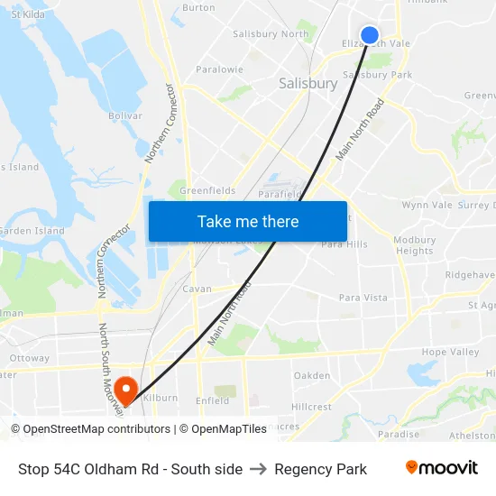 Stop 54C Oldham Rd - South side to Regency Park map