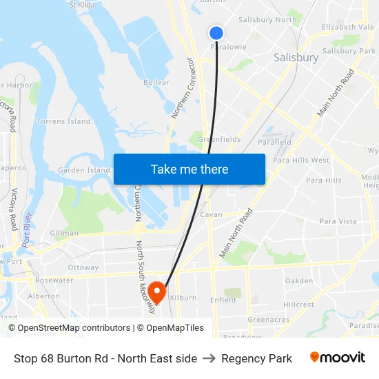 Stop 68 Burton Rd - North East side to Regency Park map