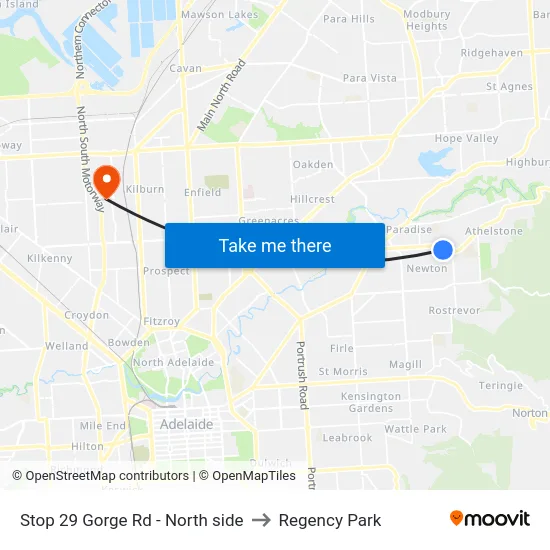Stop 29 Gorge Rd - North side to Regency Park map